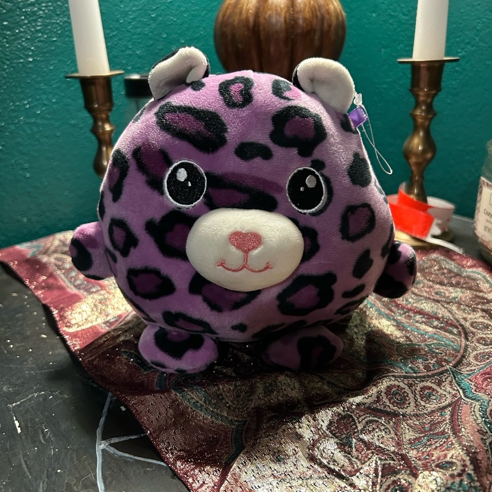 Purple and Black leopard print plushie